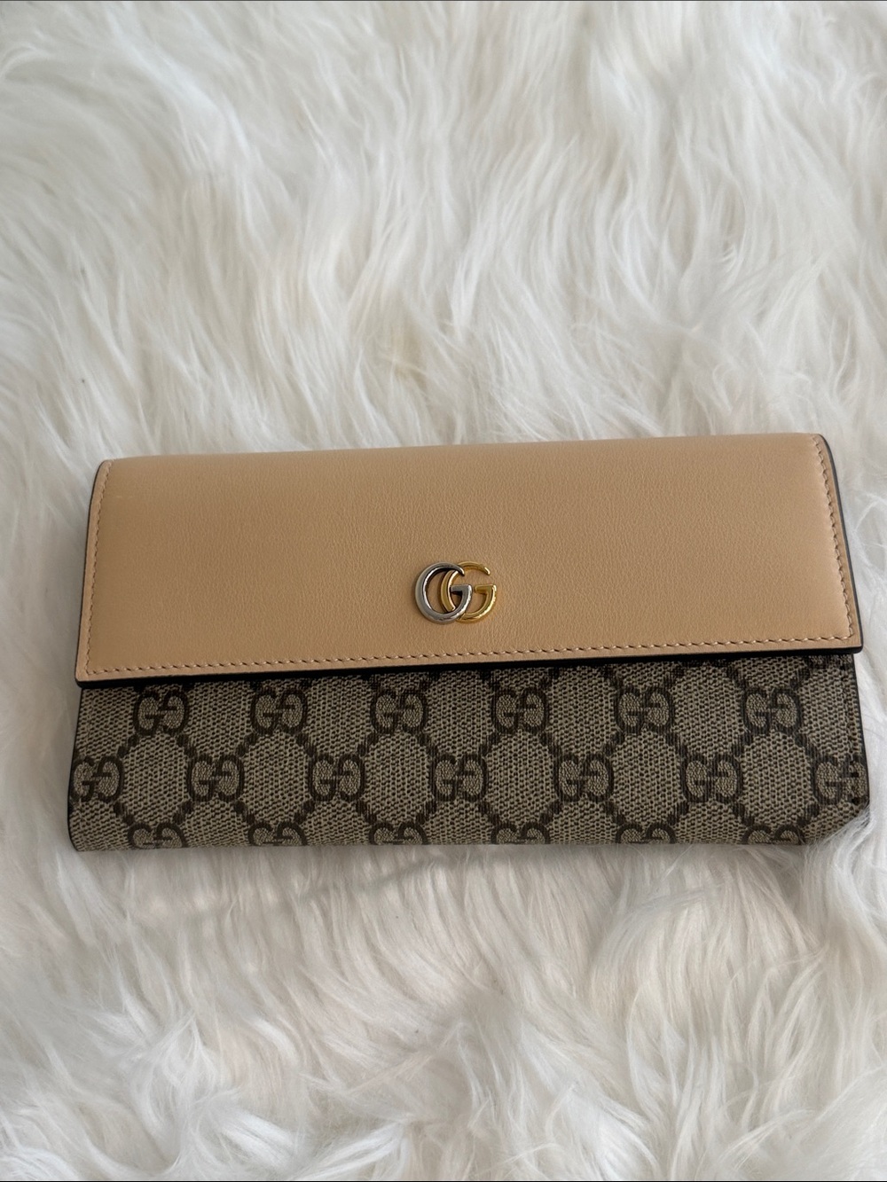 Gucci Beige and Brown GG Canvas Crossbody Bag with Bi-Metal GG Logo